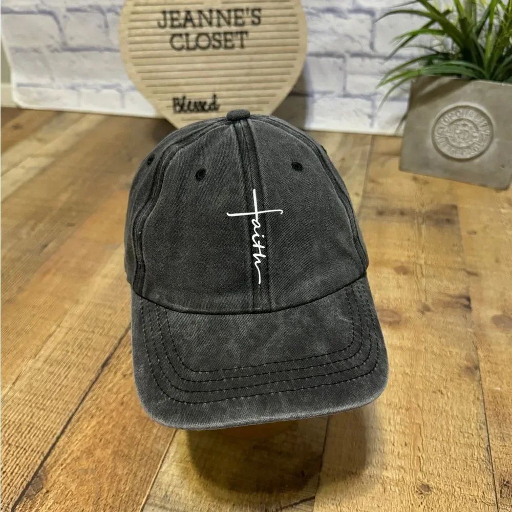 Faith black acid wash hat one size